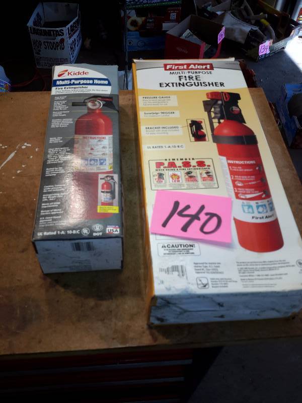 lot 140 image: 2, NEW IN THE BOX, Fire Extinguishers..