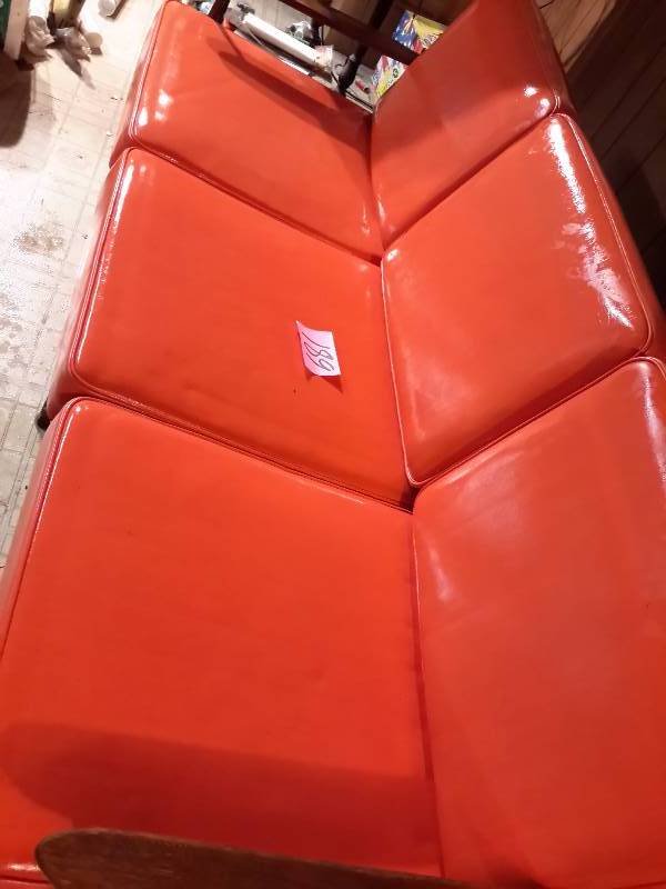 lot 189 image: Mid Century Modern ORANGE Couch..