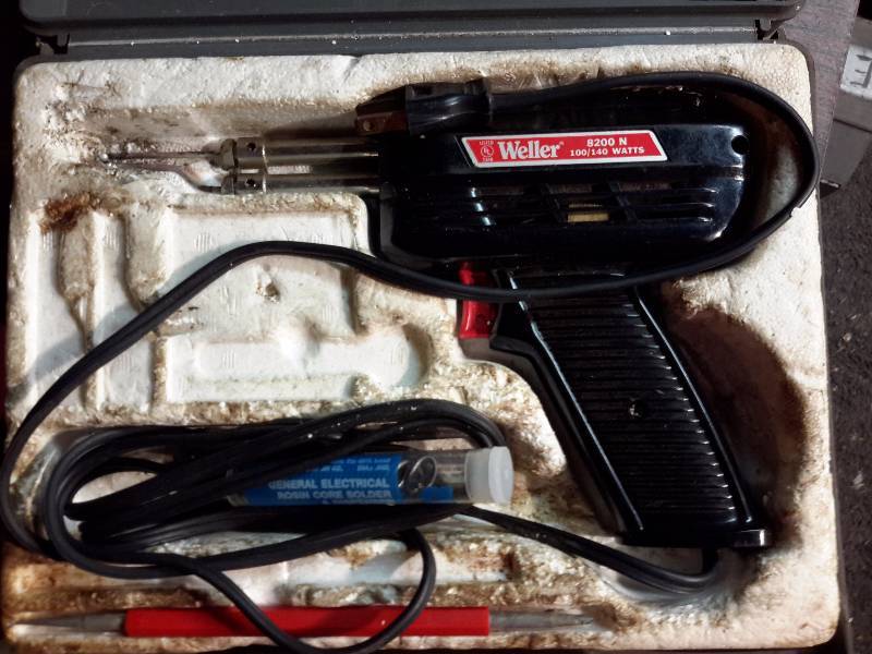 lot 200 image: Dewalt, 90 Degree Angle Drill Driver.. Battery and Charger.. Tested and works  Weller, Soldering Iron.