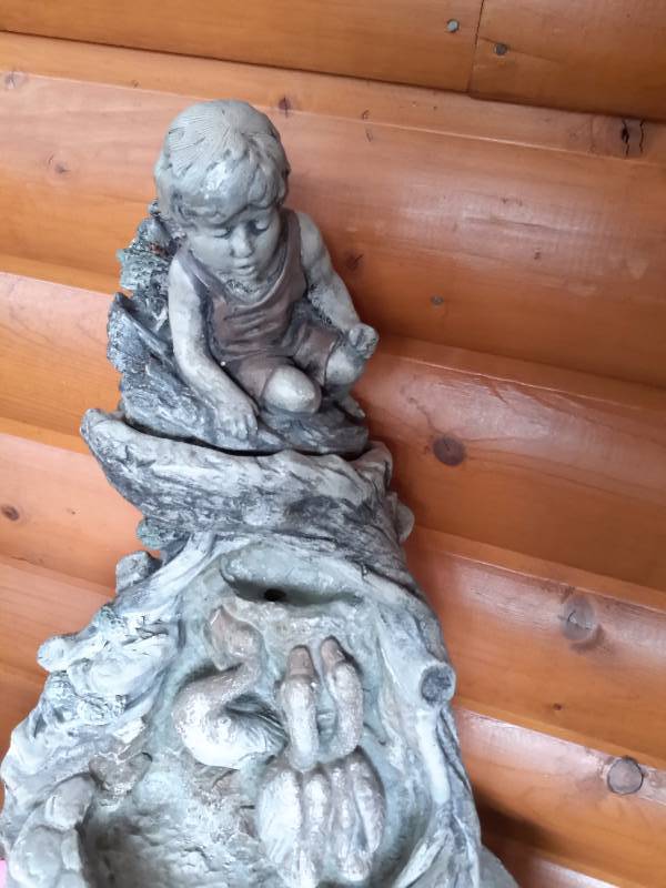 lot 246 image: Heavy Stone Fountain.. Come apart in 3 pieces.. Pump included, but untested