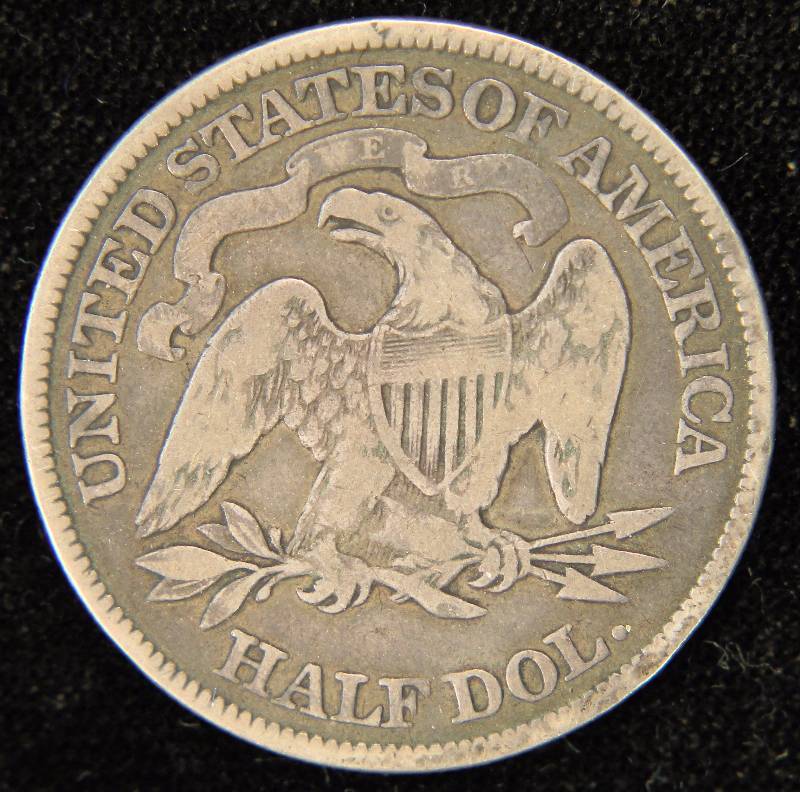 1877 US SEATED LIBERTY SILVER HALF DOLLAR FINE