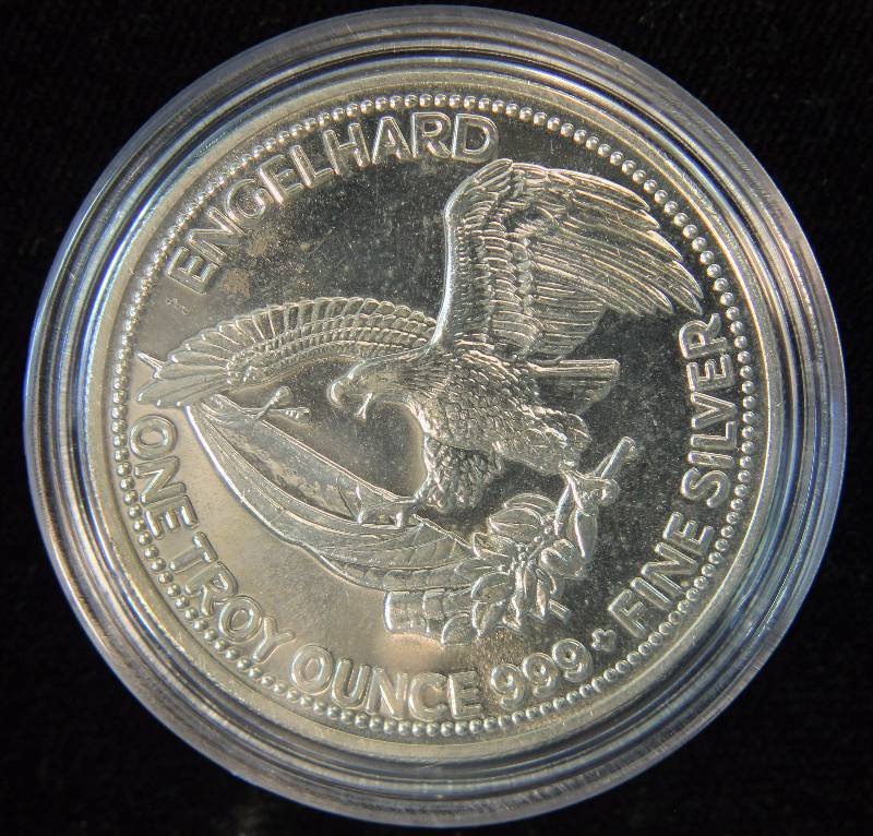 1 TROY OZ. .999 FINE SILVER 1985 ENGELHARD PROSPECTOR IN AIRTITE HOLDER