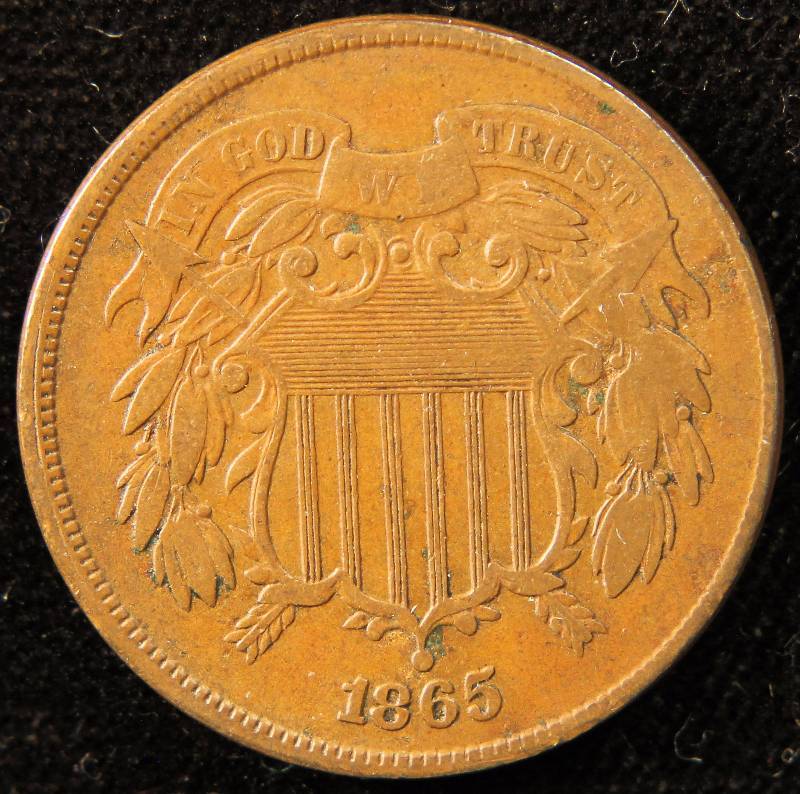 1865 US TWO CENT PIECE VERY FINE