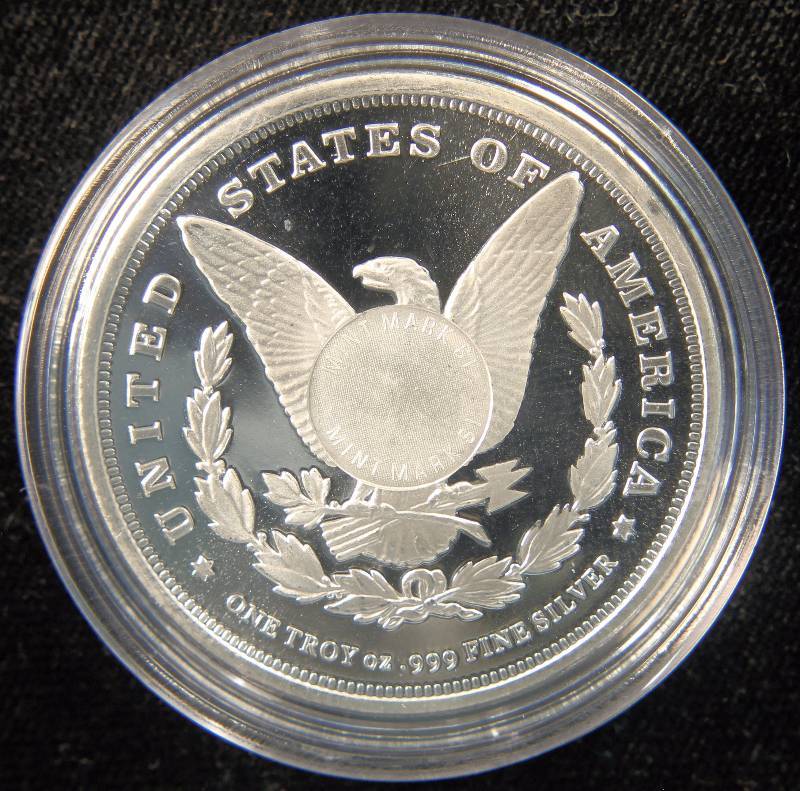 1 TROY OZ. .999 FINE SILVER MORGAN DOLLAR DESIGN IN AIRTITE HOLDER