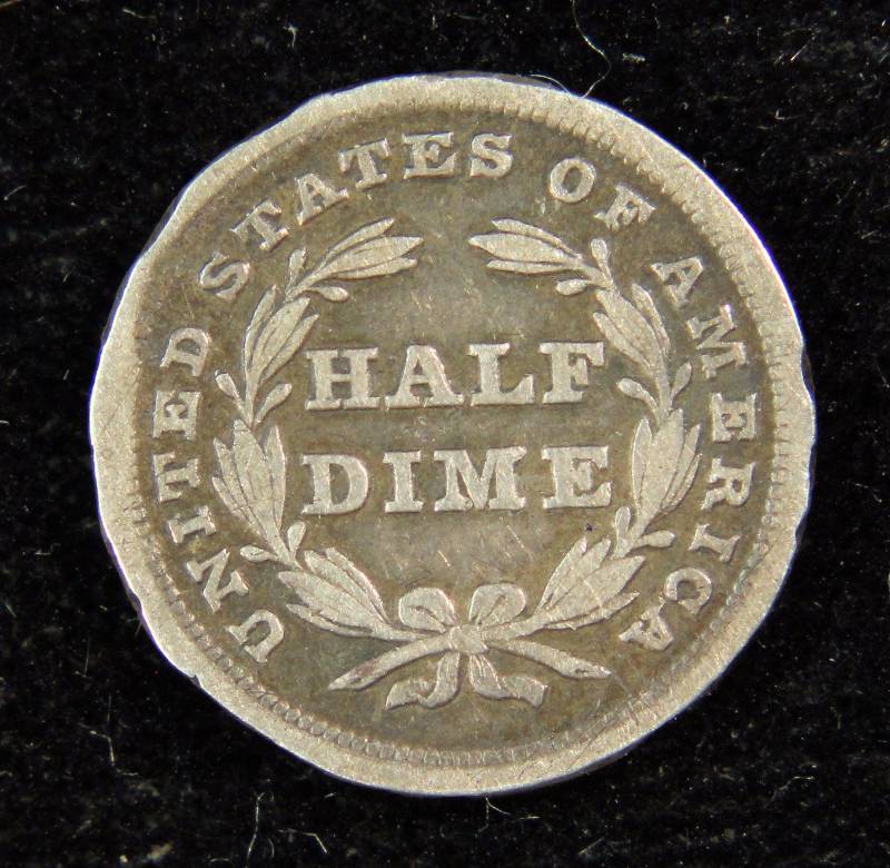 1838 SEATED LIBERTY SILVER HALF DIME VG