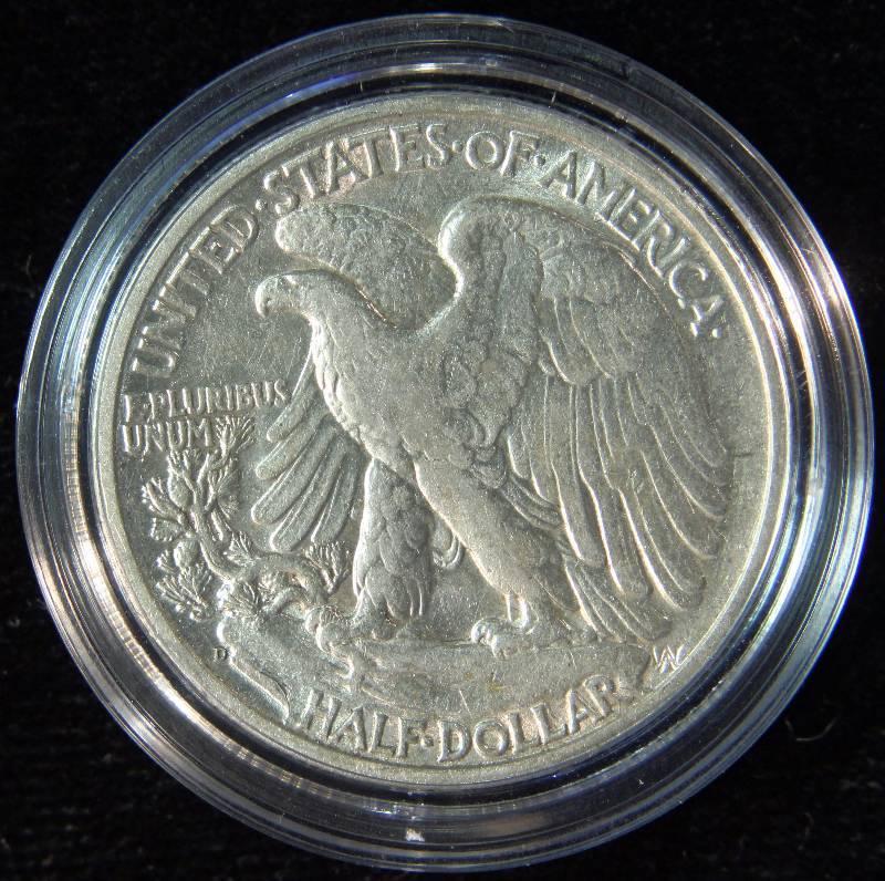 1945-D WALKING LIBERTY SILVER HALF DOLLAR AU IN AIRTITE