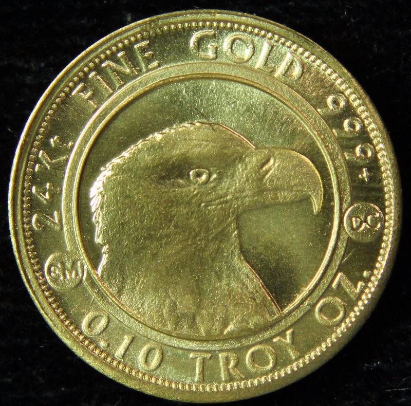 110th OZ. .999 FINE GOLD PROSPECTOR-EAGLE REVERSE IN AIRTITE HOLDER