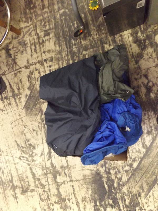 lot 624 image: Rain Gear and water bottles