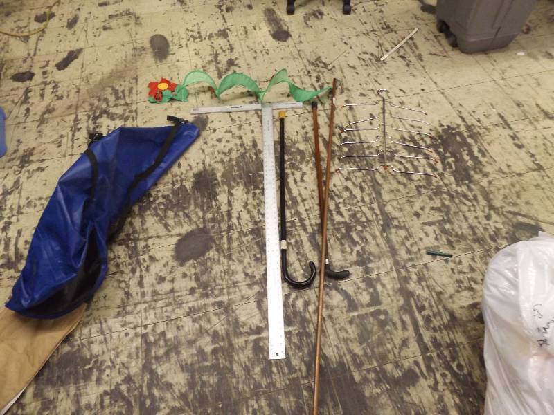 lot 674 image: Tsquare, 2 canes, hanger and pipe