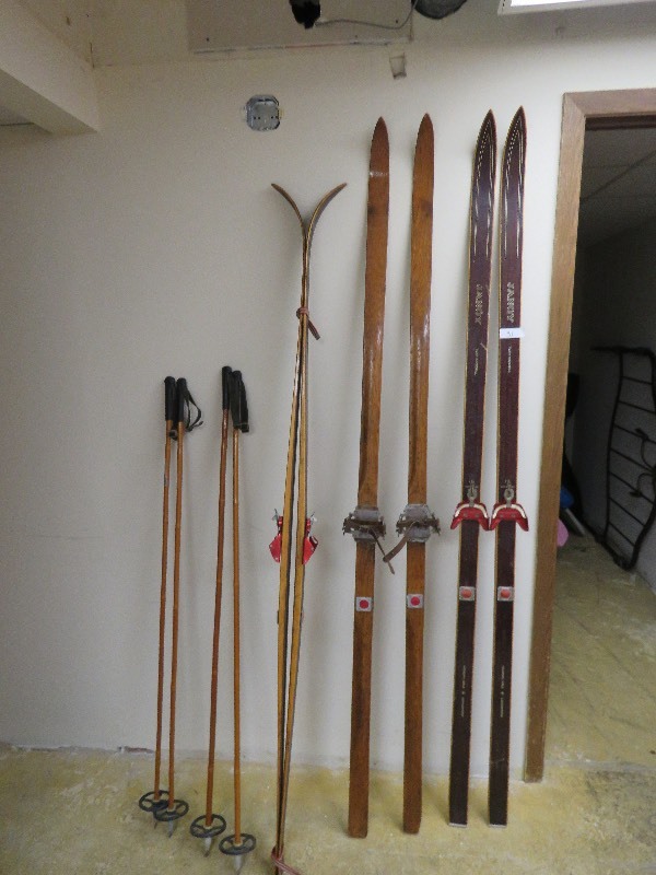 Vintage Snow Skis and Poles