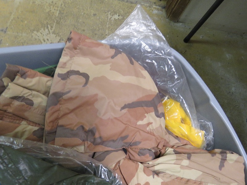 Large Bin of Rain Gear