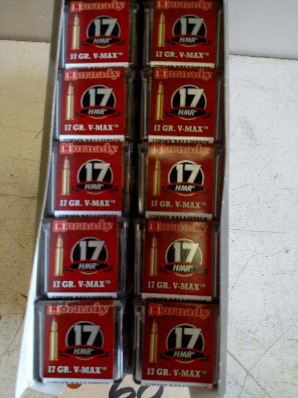 lot 60 image: (10) Hornady 50 pk. 17HMR...