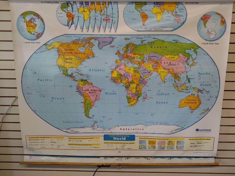 lot 258 image: Nystrom Double World Map, 65 x 52...