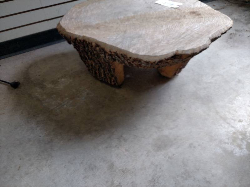 lot 413 image: Carved Wood Table, 31 x 27 x 12 Hig...