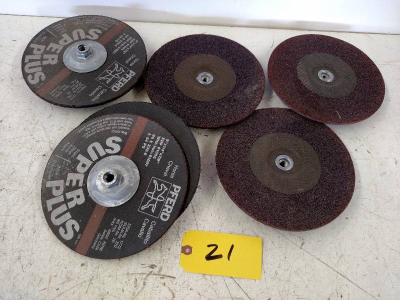 lot 21 image: (7) 9 x 14 Grinding Wheels with ...
