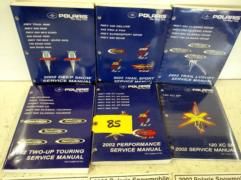 lot 85 image: 2002 Polaris Snowmobile Manuals...