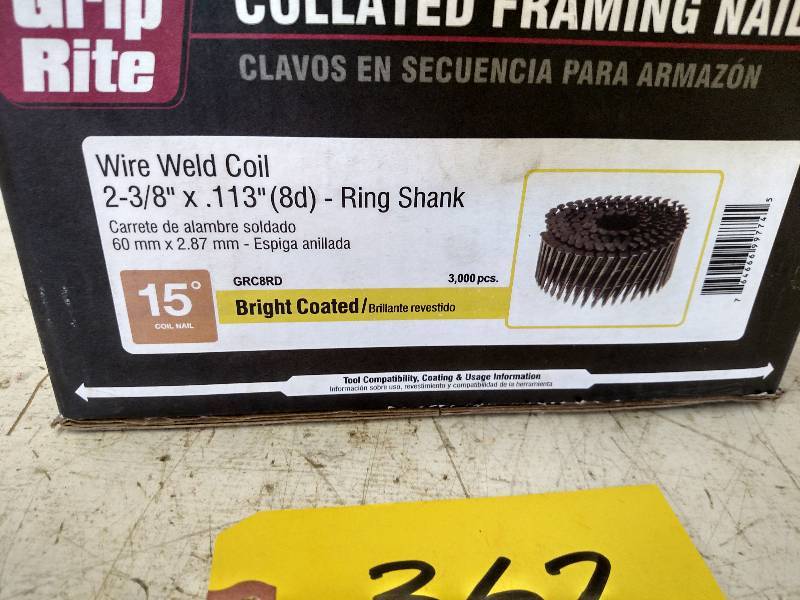 lot 362 image: Coil Framing Nail, 8d...
