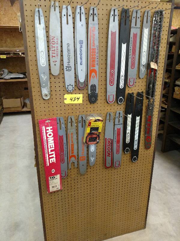 lot 434 image: Asstd Chain Saw Bars & Misc. Chain...