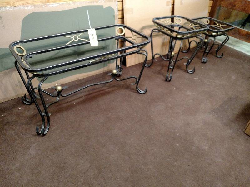 lot 440 image: (3) Display Tables, Oversized Glass...