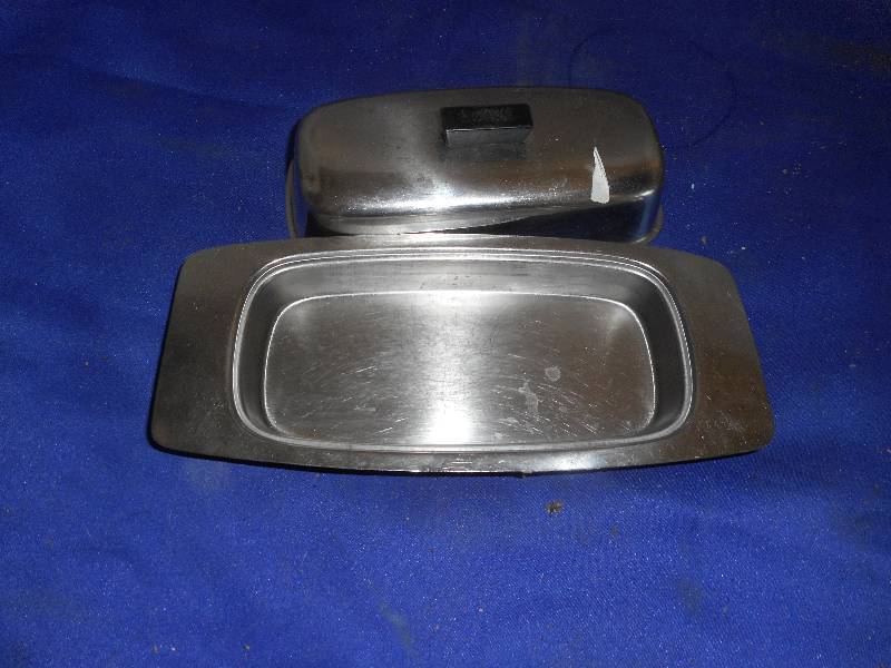 VINTAGE STAINLESS BUTTER DISH