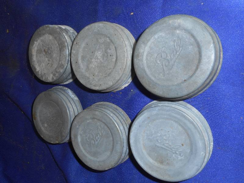 6 ANTIQUE METAL CANNING LIDS