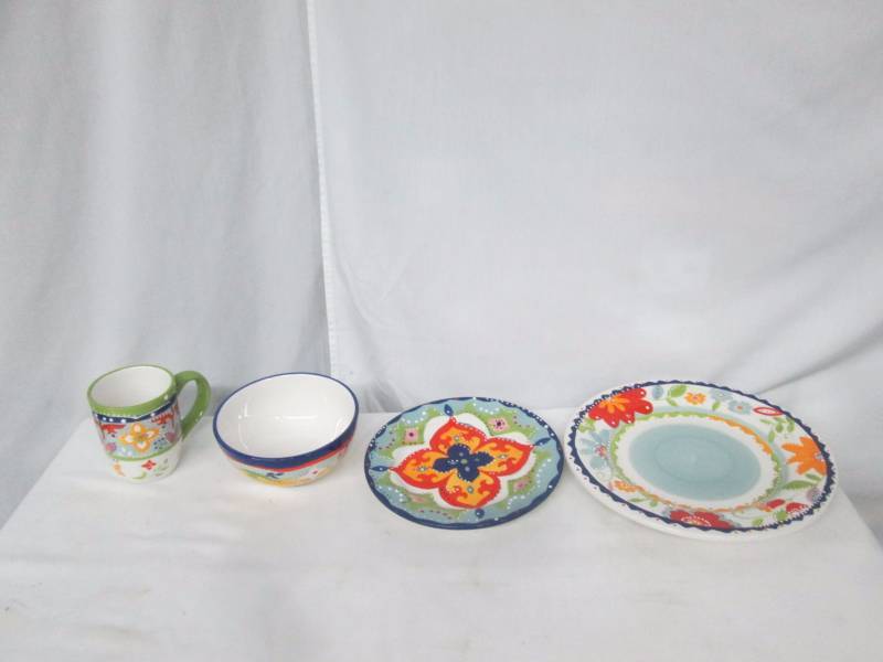 Gibson Elite Fiore Olivetti Floral 4-pc. Stoneware Dinnerware Set - Service for 1