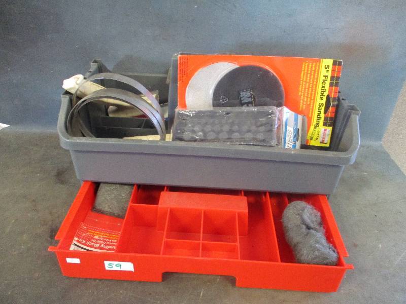 lot 59 image: Plastic Carrying Tool Box & Tools