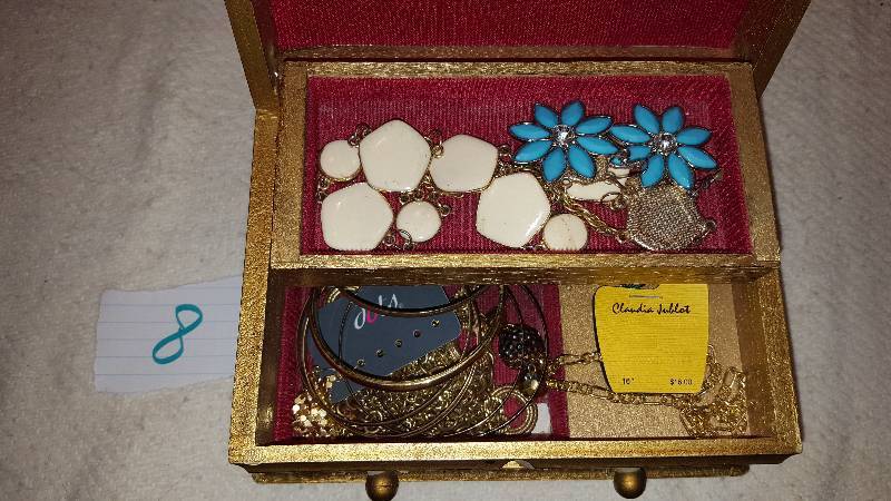Lots of Jewelry. I do not know anything about the Jewelry or its worth.   Please view pictures closely.
