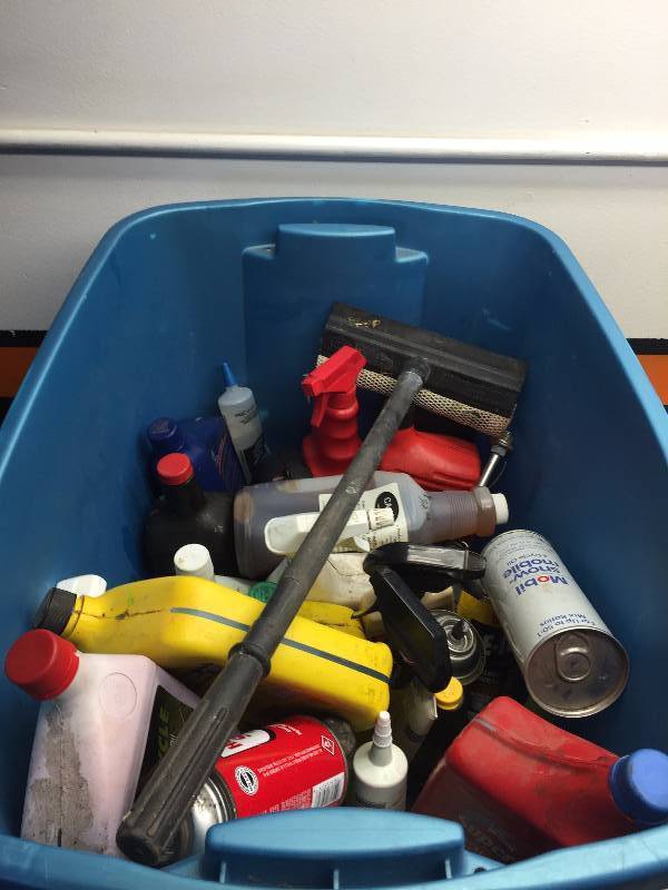 ASSORTMENT OF SCREWS, NAILS, WIRE CONNECTORS, BOLTS, NUTS, GAS LINE, DEICER, MOTOR OIL, GEAR LUBE