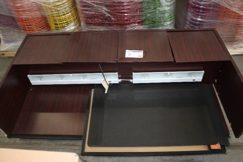 4-Door Cherry Finish Desktop Cabinet w 2-Under-cabinet Lights