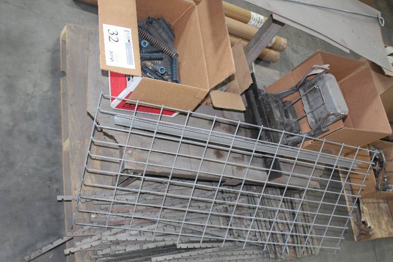 Pallet Lot Including Spring Loaded Die Shoe, Misc Springs, Conveyor Hangers