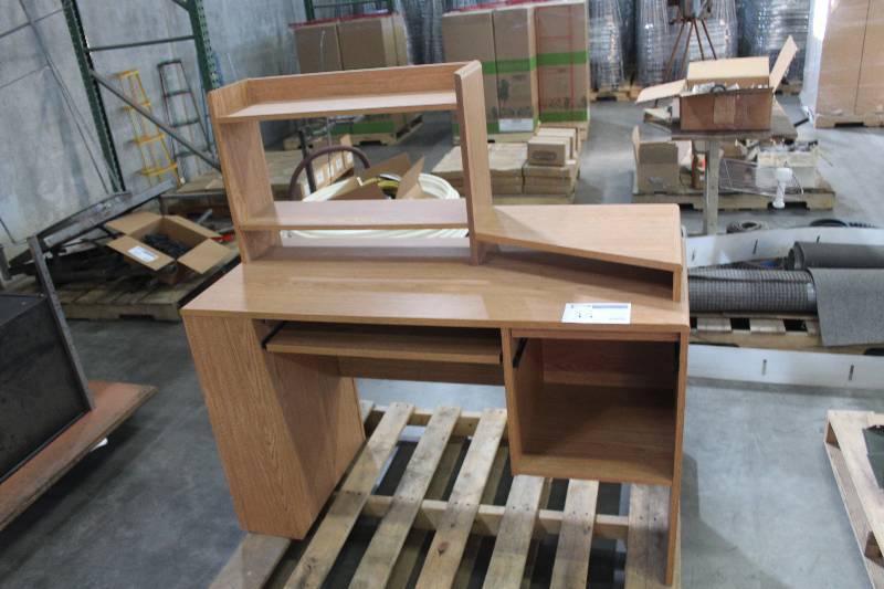 Pallet Lot Including Computer Desk w Keyboard Tray, Book Shelf & Printer Cubby