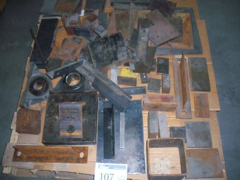 Pallet Lot Including 2 Large Pillow Blocks, Misc Steel Parts