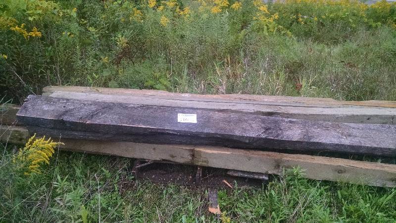 Pallet Lot Including 2) Lumber Oak Beams, 4) Green Treated Lumber