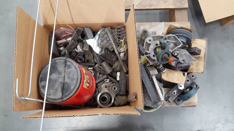Pallet Lot Including Misc Steel Parts, Sprockets, Gears, Pulleys, Washers, Bearings