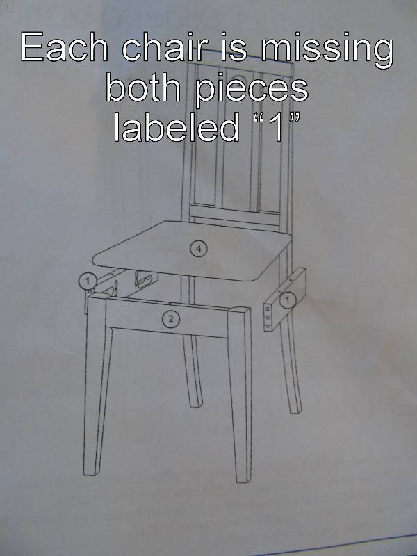 McLeland Design Rome Dining Chair - Set of 4 - Missing side supports