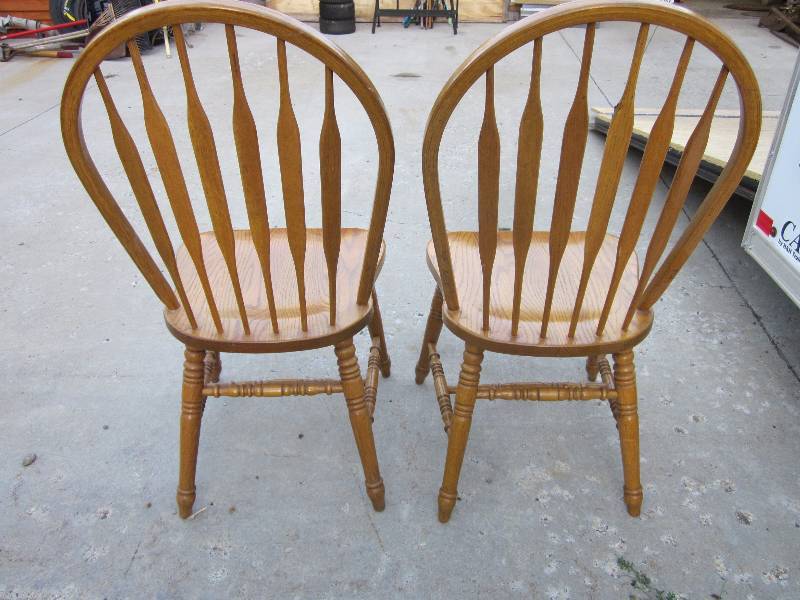 2 Oak Arrow Back Chairs