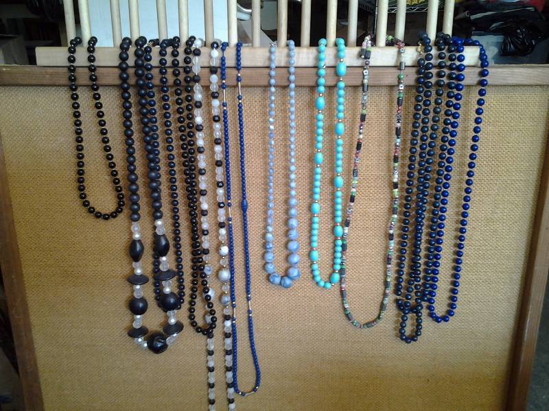 lot 8 image: Lot Of Assorted Blue Tones Beaded Necklaces