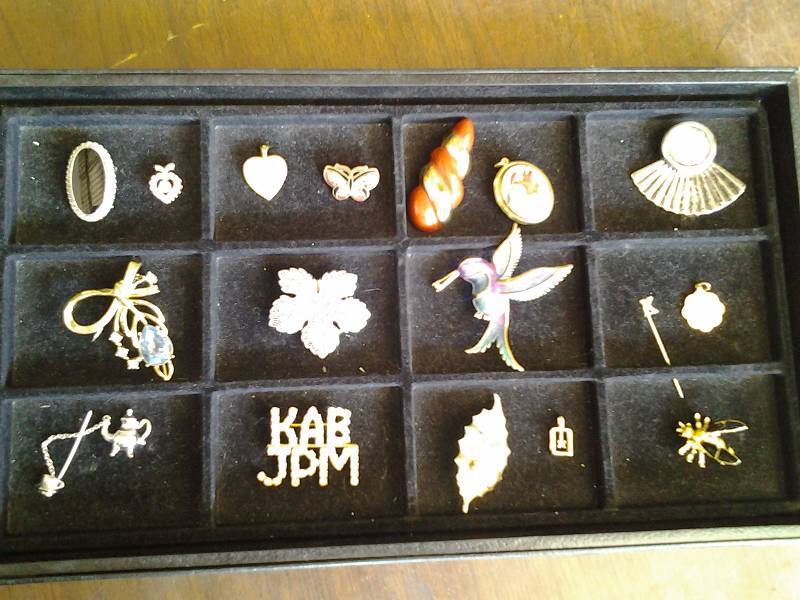 lot 14 image: Lot Of Brooches, Charms, Stick Pins