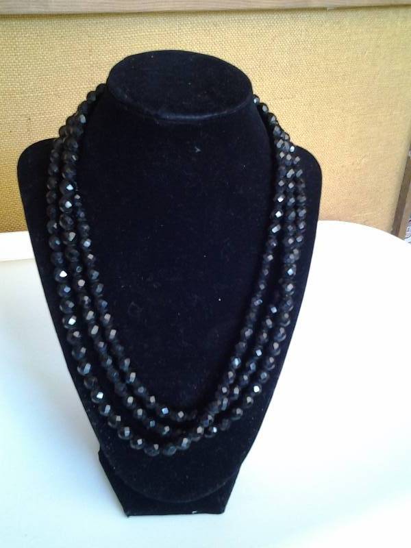 lot 25 image: Vintage Long Glass Bead Necklace (60 Inches)-Threaded On Very Fine Chain