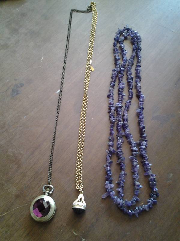 lot 30 image: 3-Purple Stone Long Necklaces