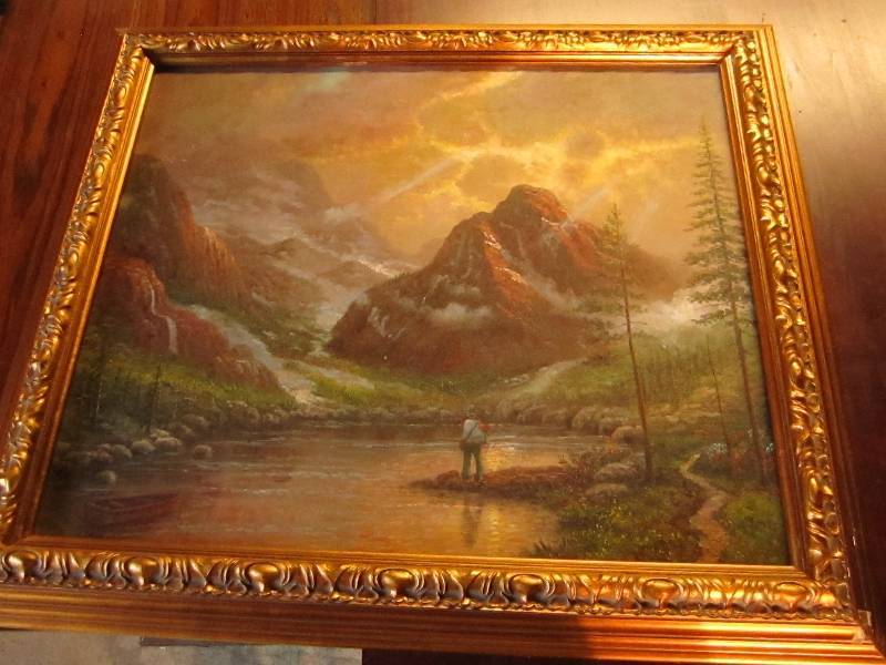 Fishing print on canvas 29 x 25...