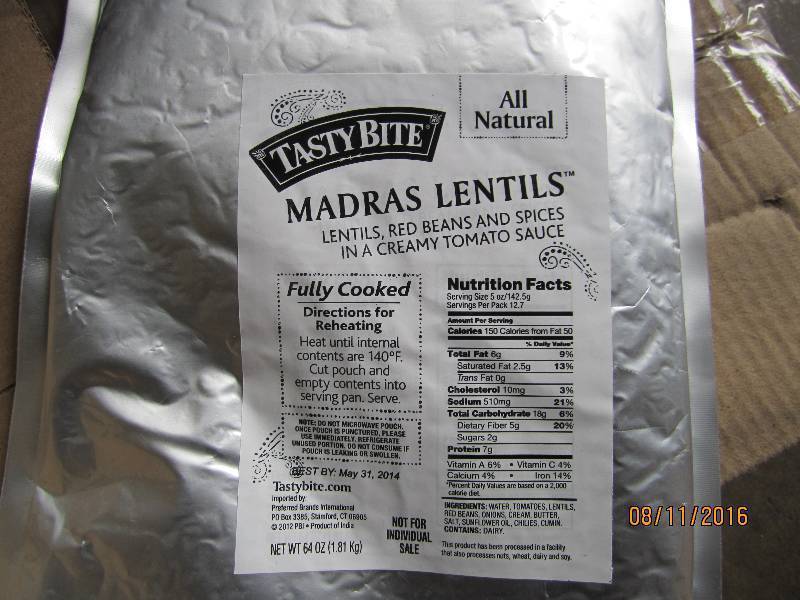 5 Cases of Tasty Bite Madras Lentil...