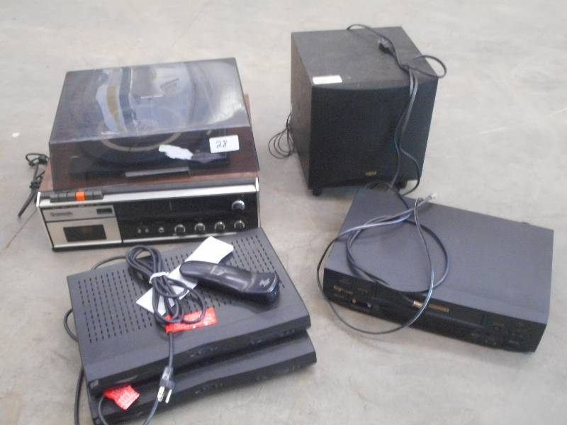 lot 28 image: Lot Of (2) Dish Boxes, (1) VHS Pla...