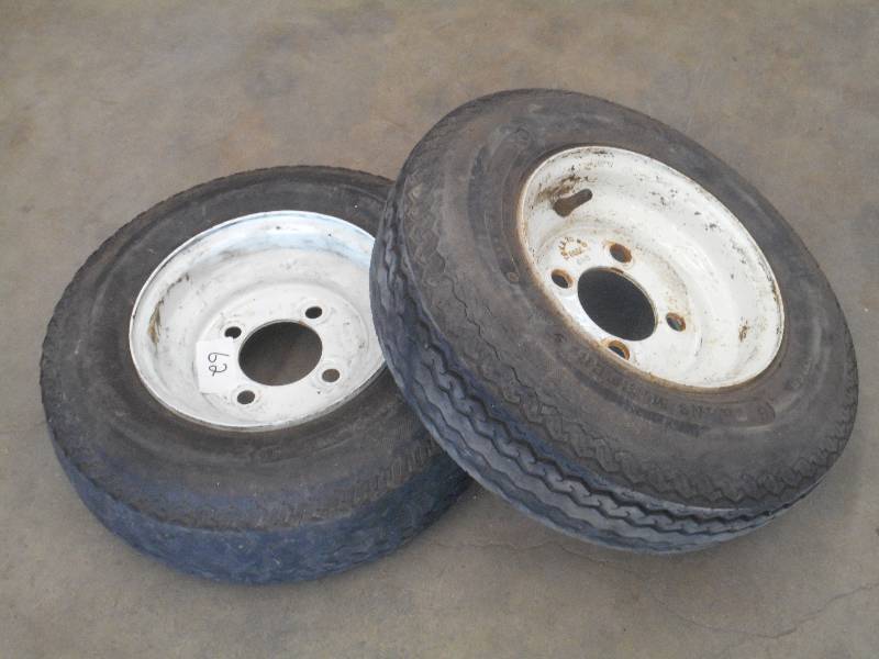 lot 62 image: (2) 4.808 Trailer Tires On 4-Lug W...