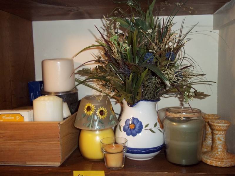 Lot of Candles and a Vase