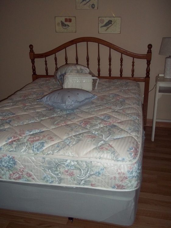 Wood Bed Frame with Bedding