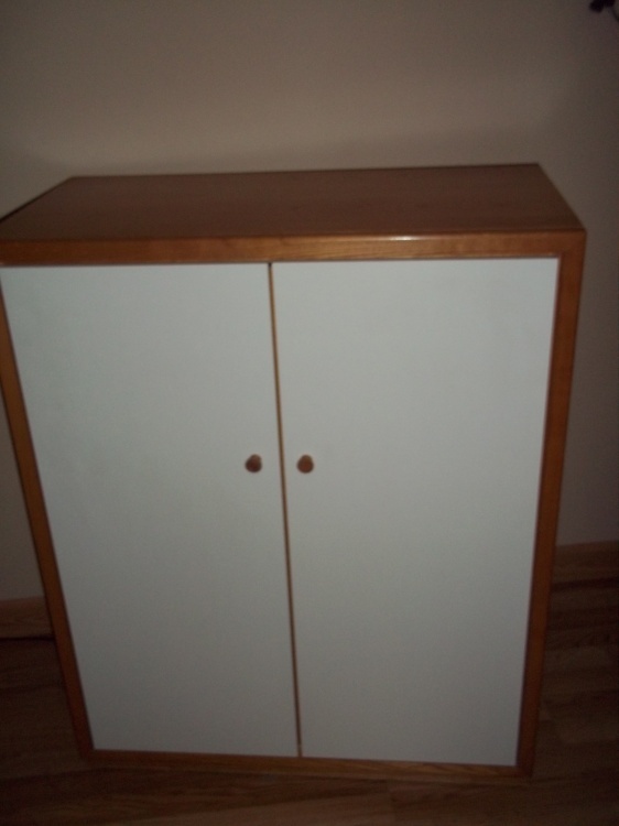 Wood Cabinet with 3 Shelves and a Drawer