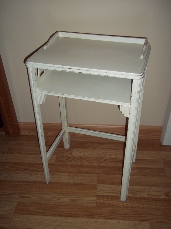 Antique White Wood Bedside Table