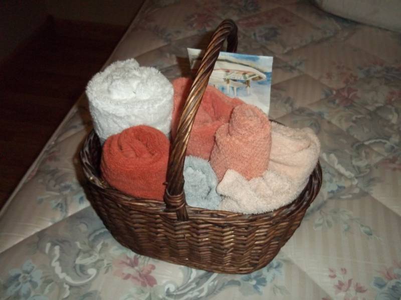 Wicker Basket with Towels